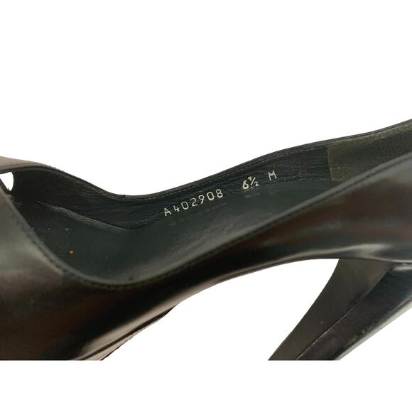 Stuart Weitzman Black Leather Open Toe Platform Heels | 6.5 M - Picture 4 of 10